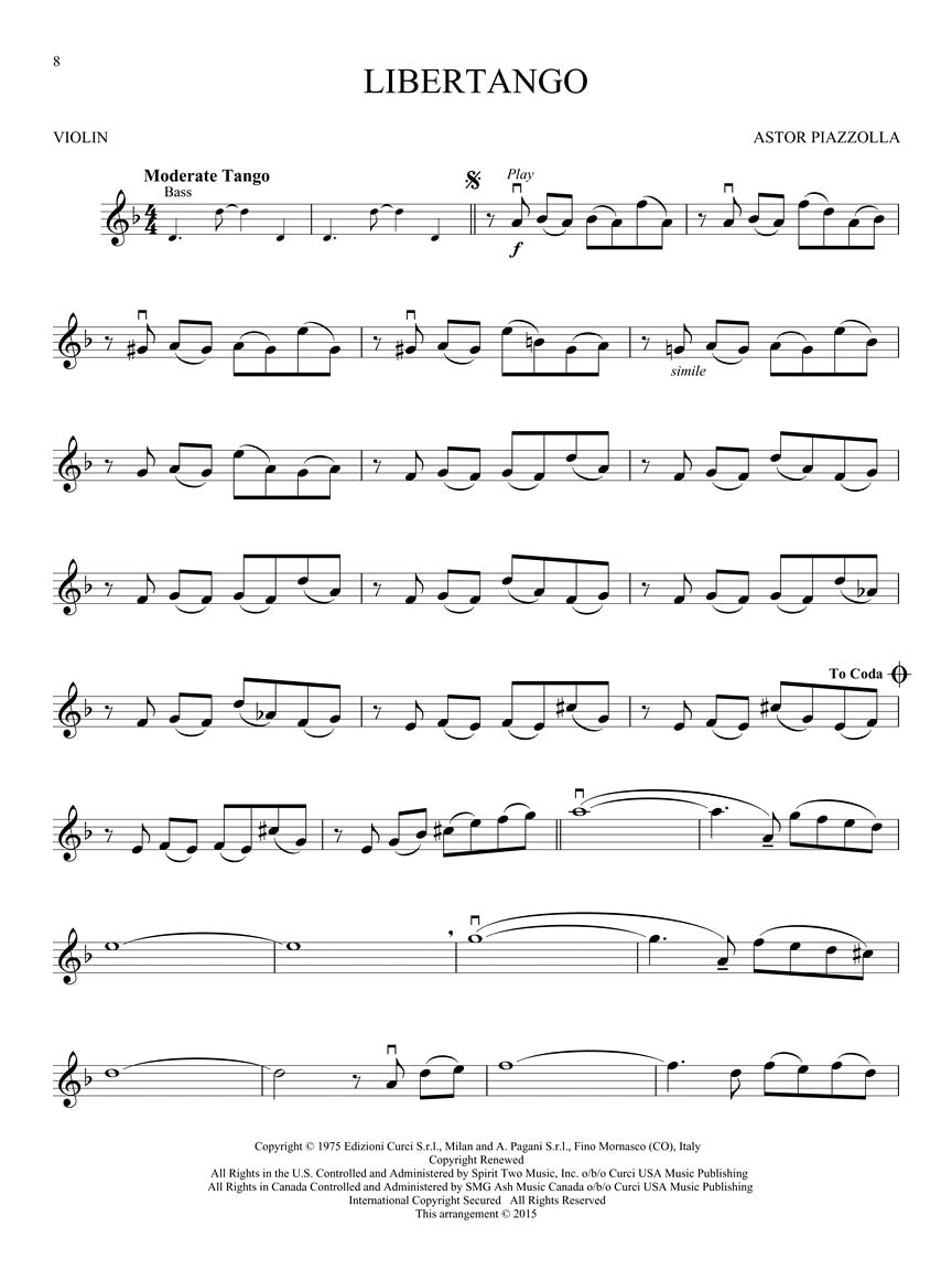 Piazzolla Tangos for Violin