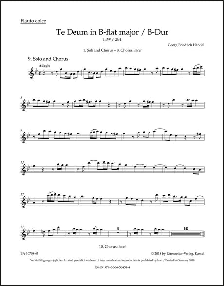 Handel: Te Deum in B-flat Major, HWV 281