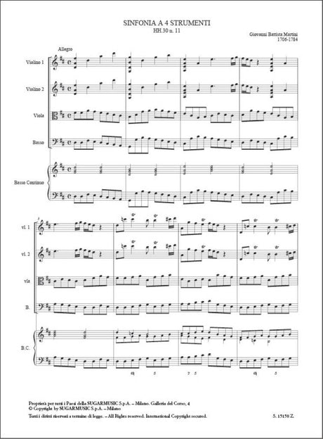 Martini: Sinfonia for 4 in D Major, HH.30, No. 11