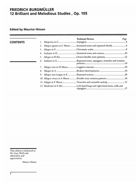 Burgmüller: 12 Brilliant and Melodious Studies, Op. 105