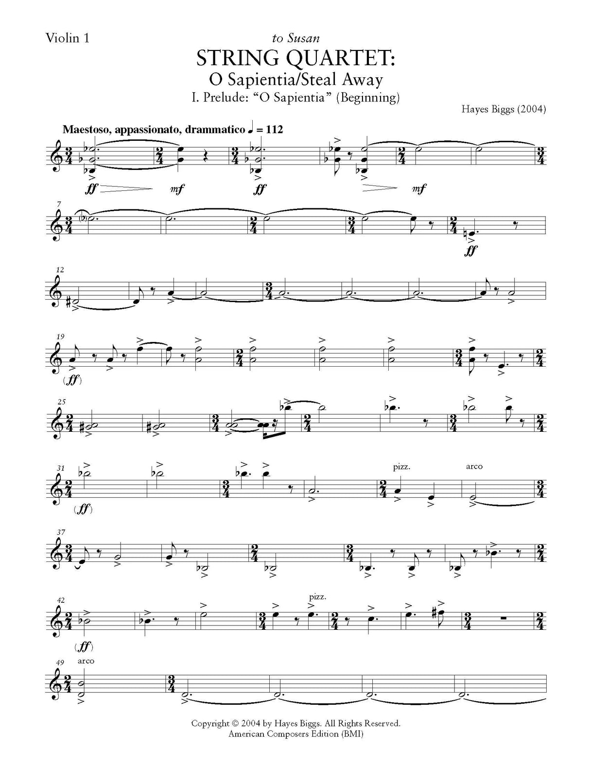 H. Biggs: String Quartet No. 1