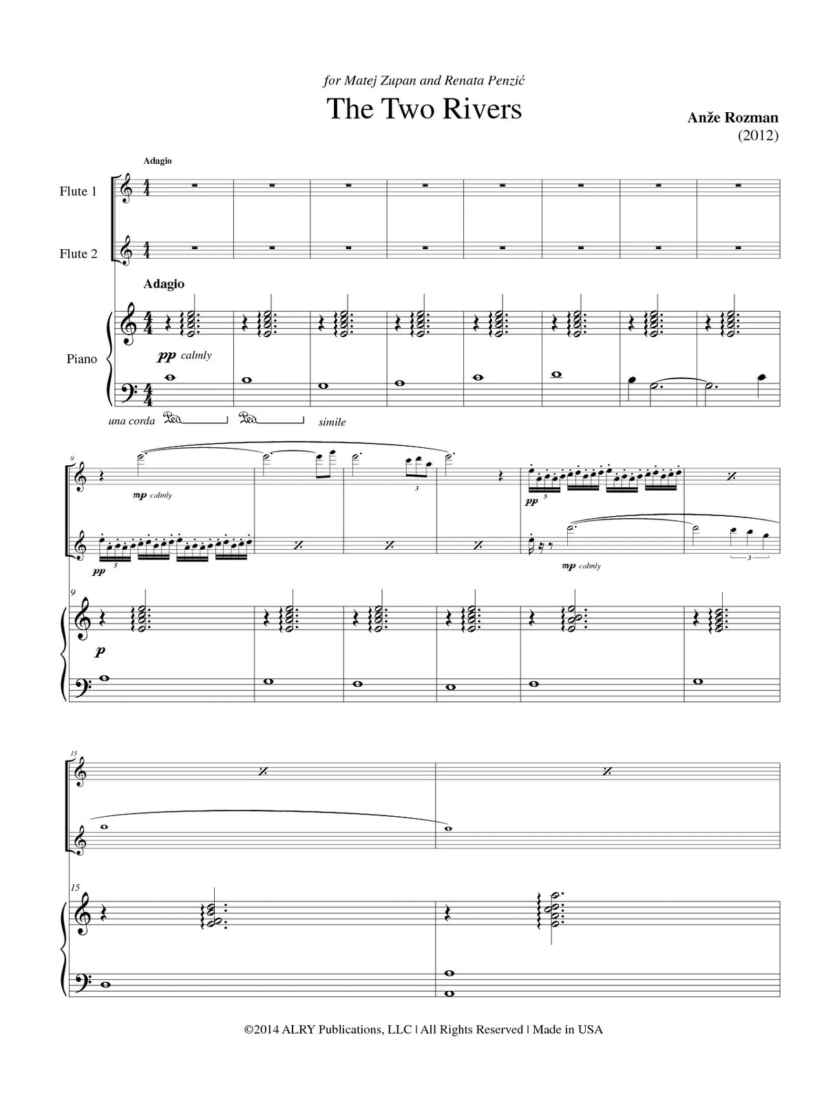Rozman: The Two Rivers for Two Flutes and Piano