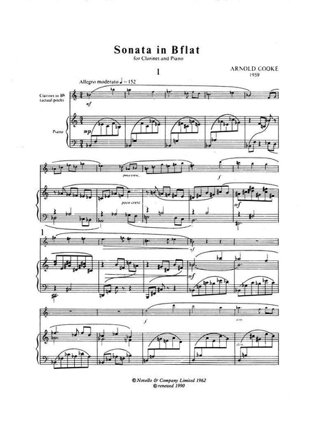 Cooke: Clarinet Sonata in B-flat