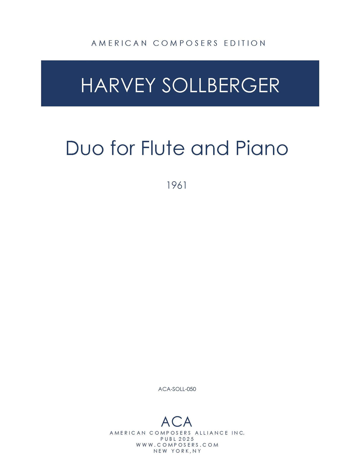 Sollberger: Duo for Flute and Piano