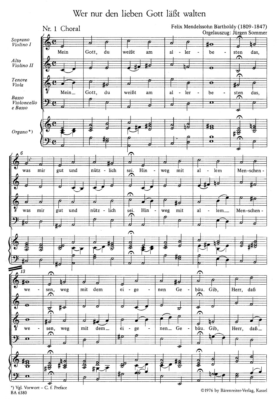 Mendelssohn: Wer nur den lieben Gott läßt walten, MWV A 7