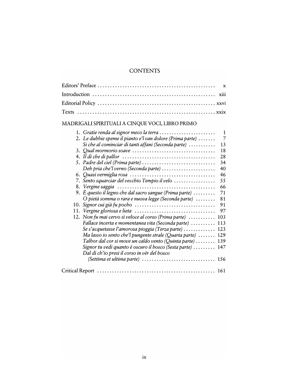 Marenzio: Madrigali spirituali a cinque voci, libro primo (1584)