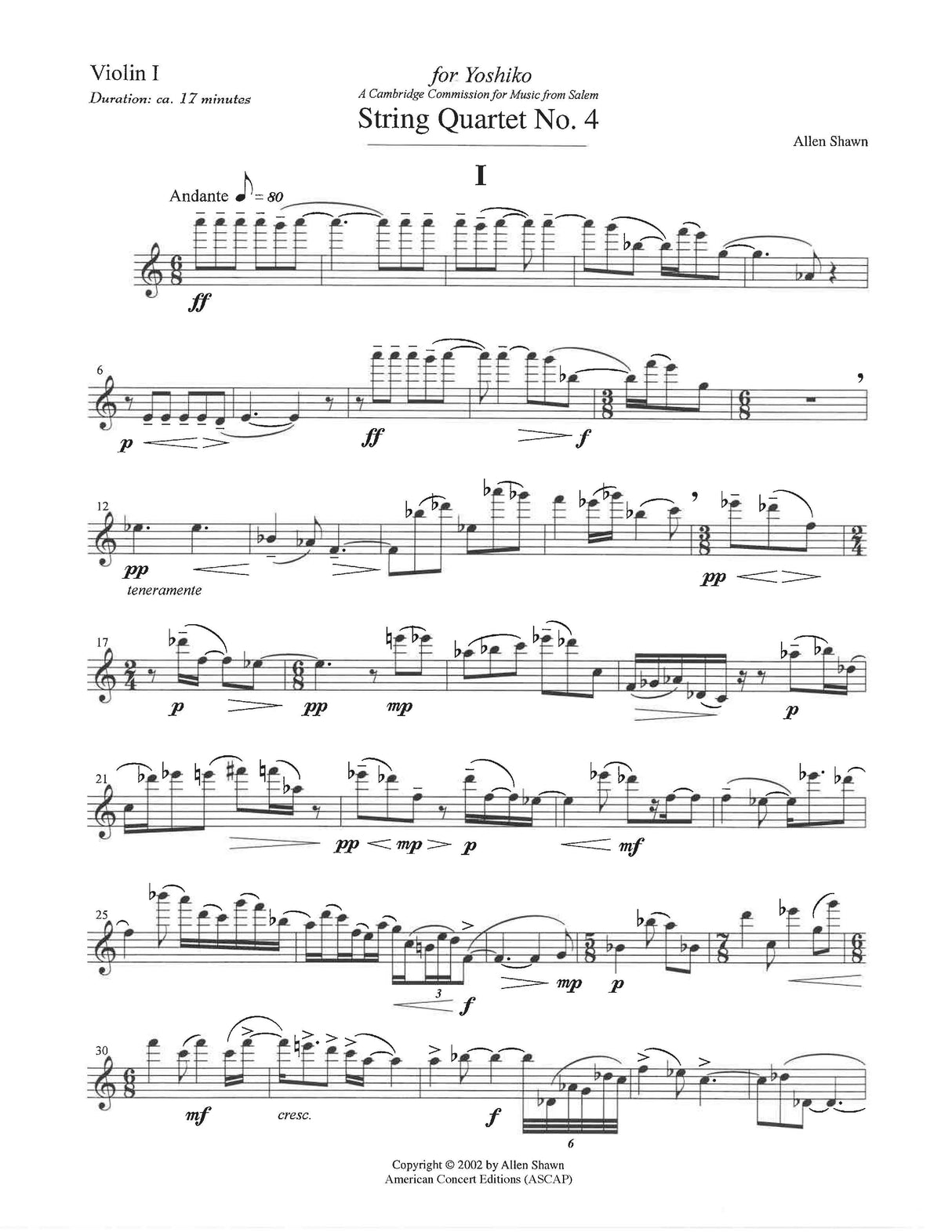 Shawn: String Quartet No. 4