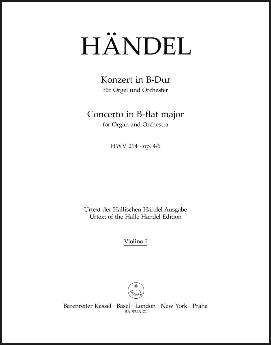 Handel: Organ Concerto in B-flat Major, HWV 294, , Op. 4, No. 6