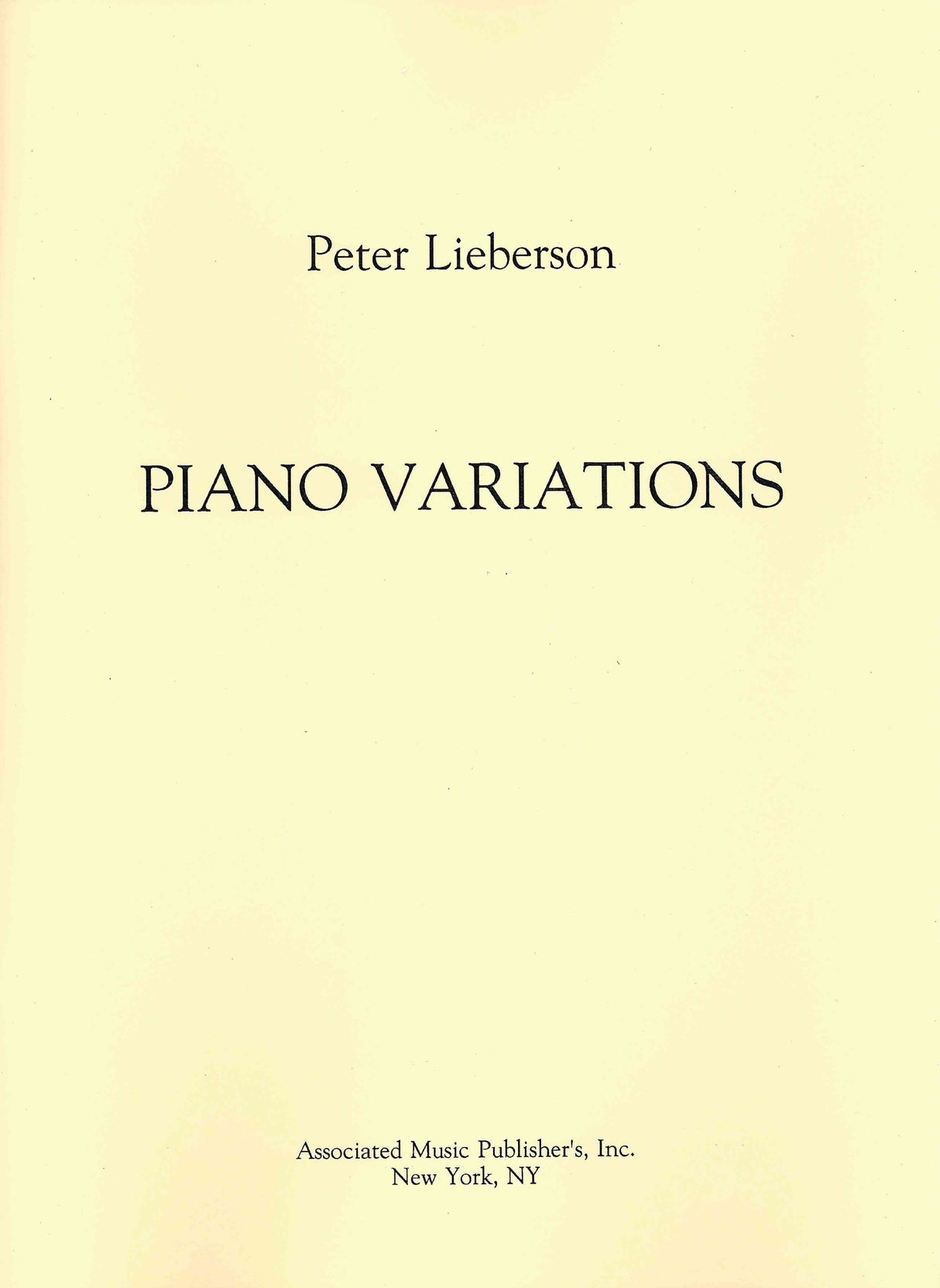 Lieberson: Piano Variations