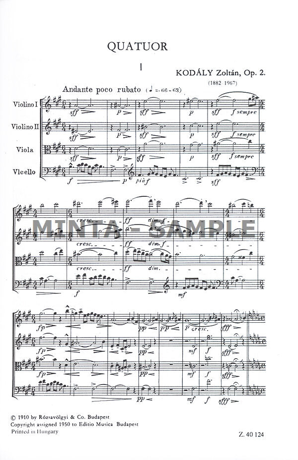 Kodály: String Quartet No. 1, Op. 2