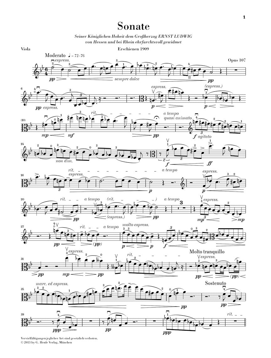 Reger: Clarinet Sonata, Op. 107 (arr. for viola)