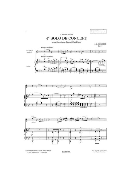 Singelée: Solo de concerts, Opp. 84, 92 & Fantaisie brillante, Op. 75 & Sax Concerto, Op. 57