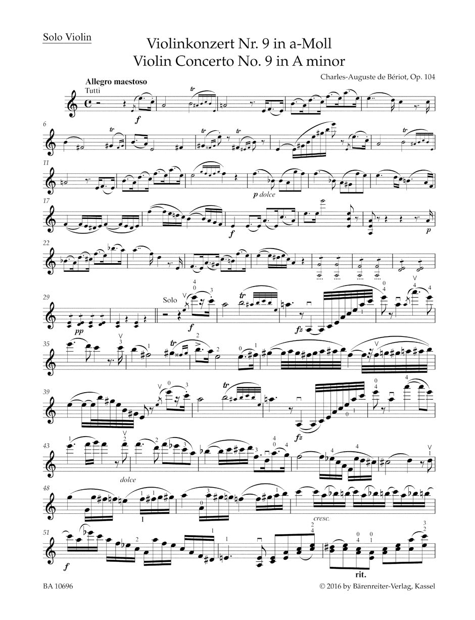 de Bériot: Violin Concerto No. 9 in A Minor, Op. 104 – Ficks Music