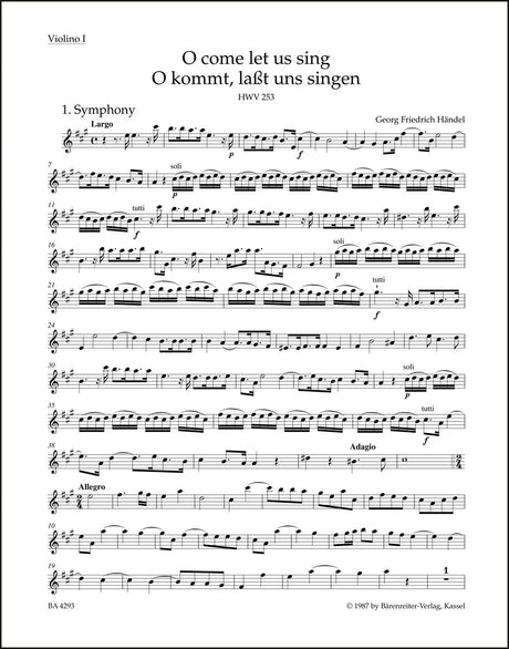Handel: O come let us sing, HWV 253