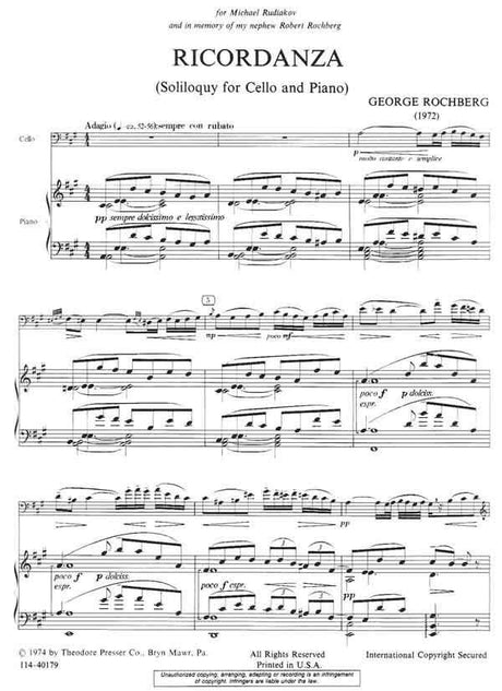 Rochberg: Ricordanza