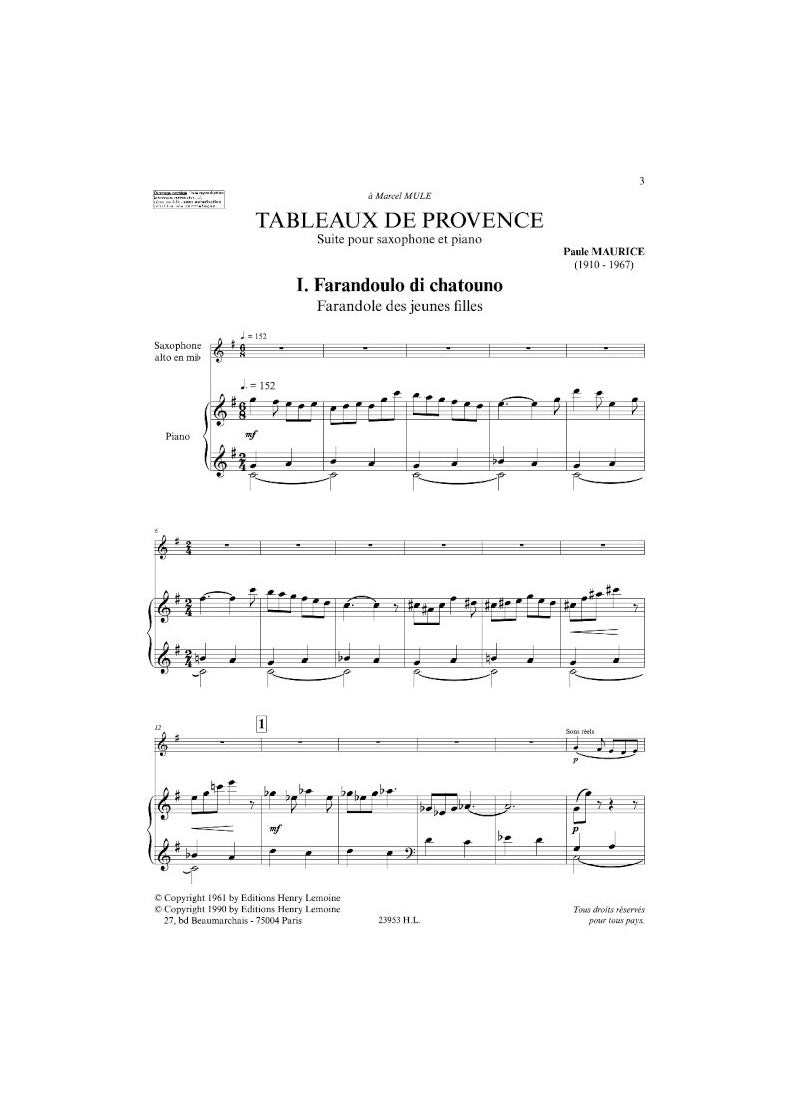 Maurice: Tableaux de Provence – Ficks Music