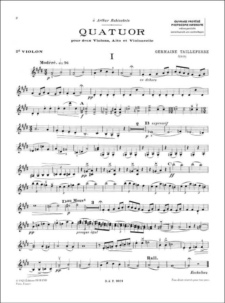 Tailleferre: Quatuor à Cordes