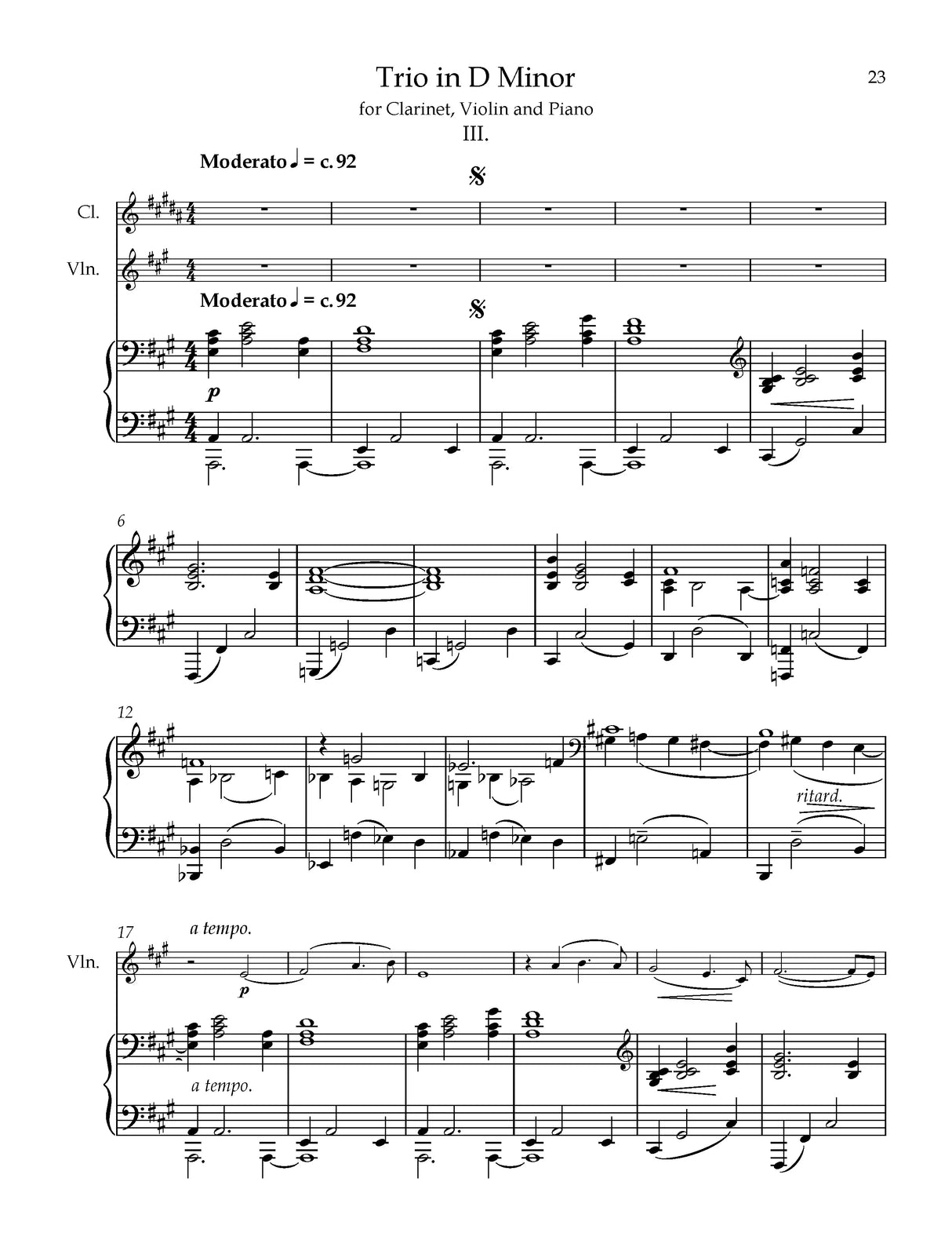 H.L. Adams: Trio in D Minor
