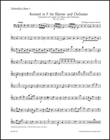 Mozart: Piano Concerto No. 11 in F Major, K. 413 (387a)