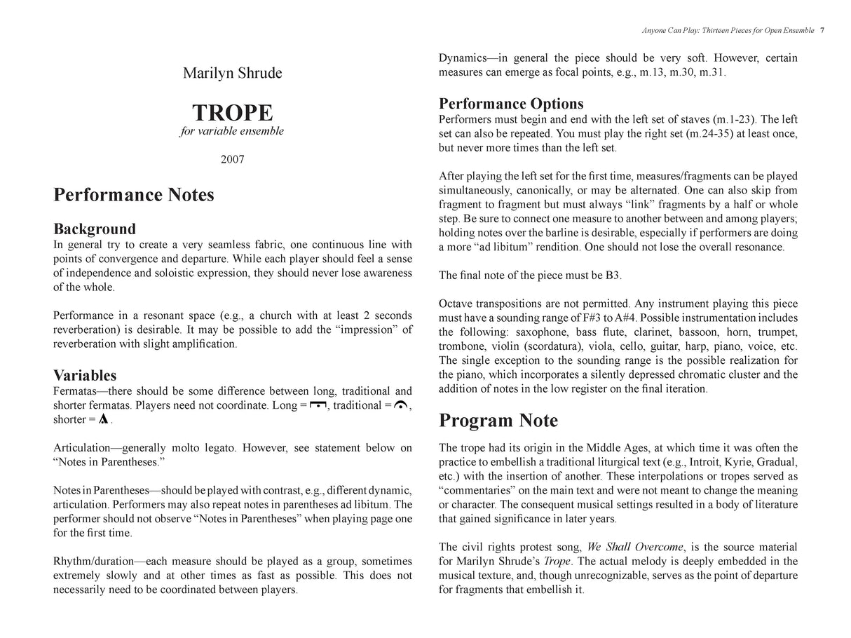 Anyone Can Play: 13 Pieces for Open Ensemble