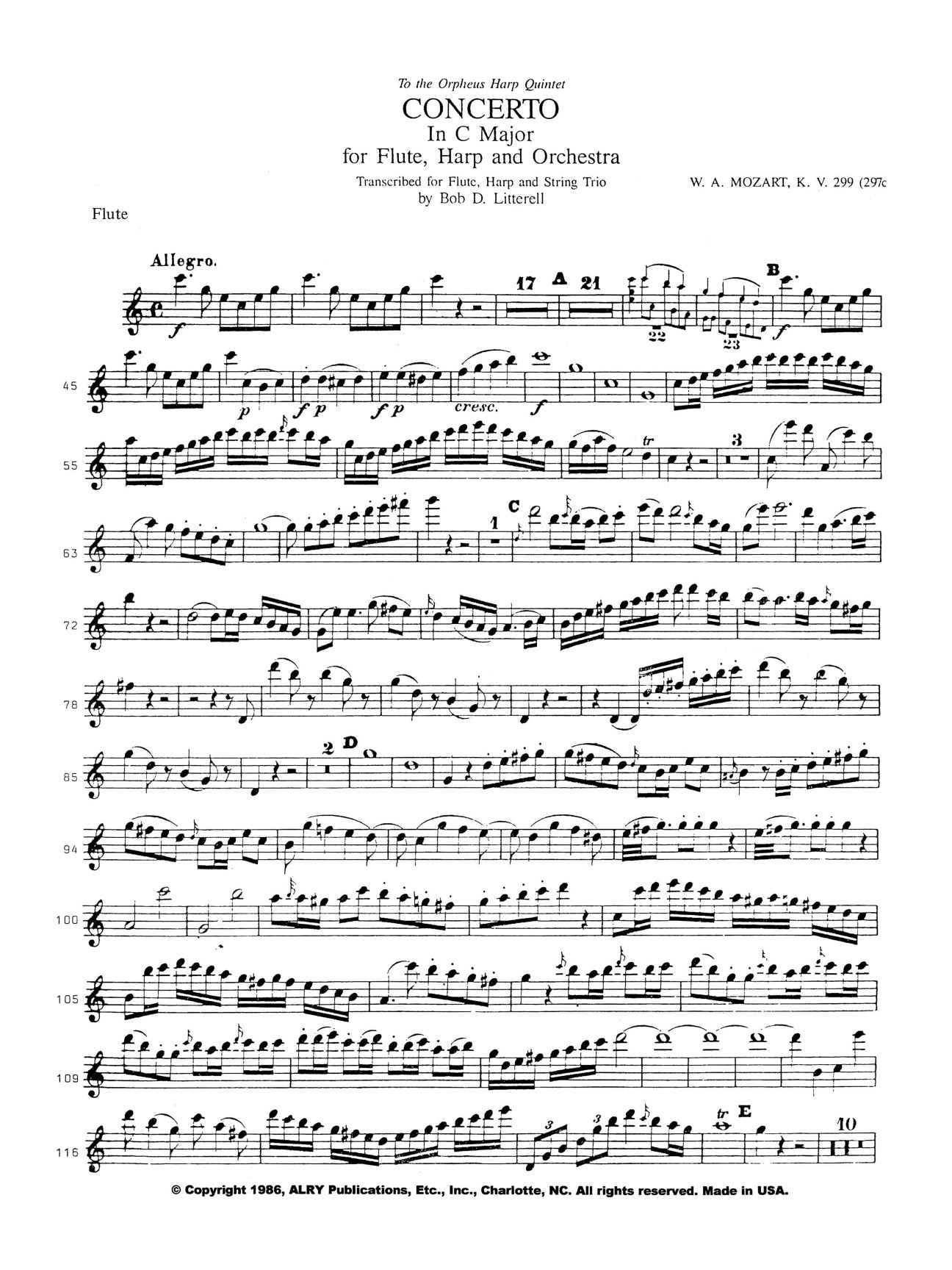 Mozart Concerto for Flute & Harp グラビトン Mozart: Concerto for Flute and Harp, K. 299 (arr. for harp quintet