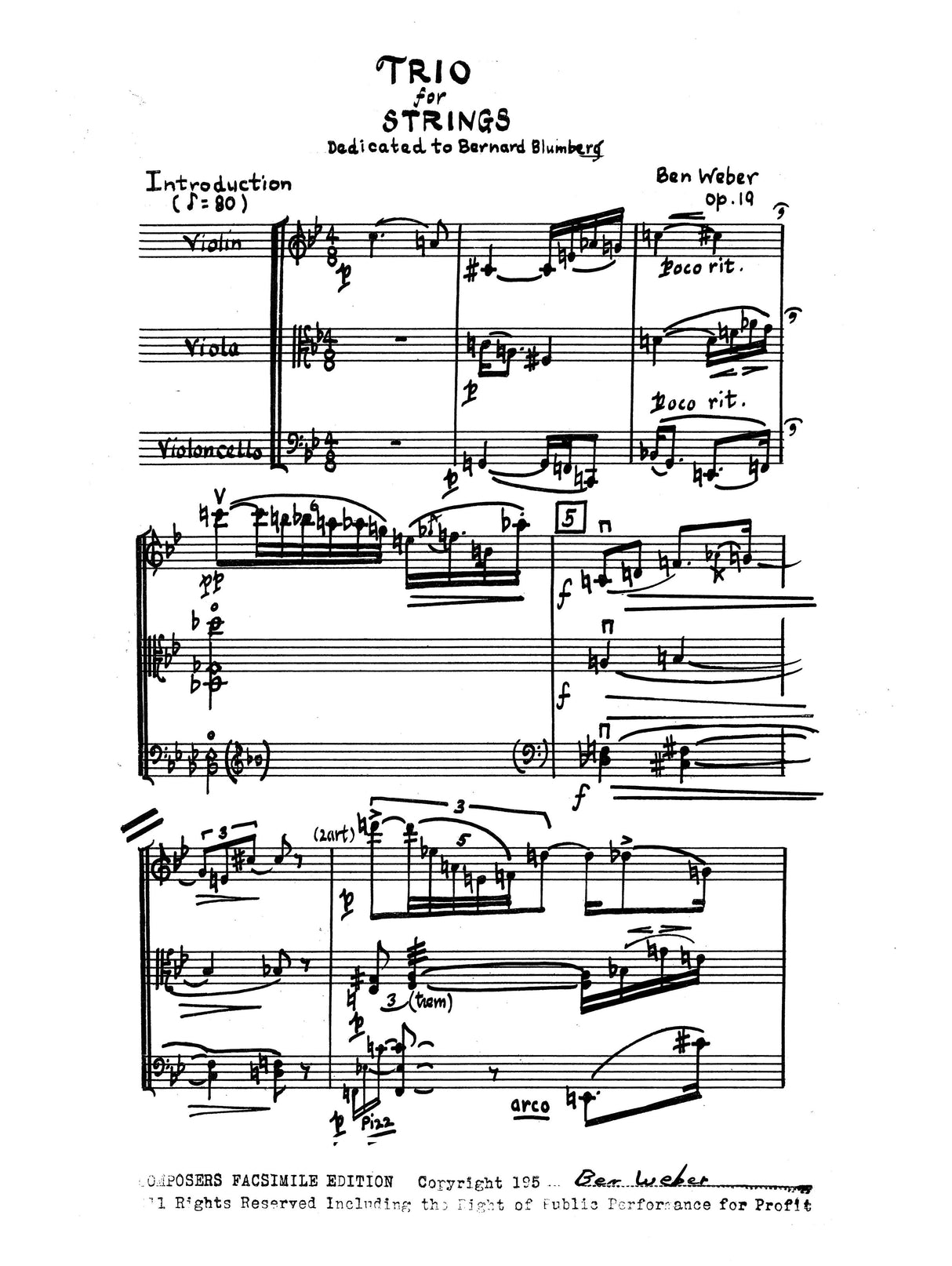 B. Weber: String Trio, Op. 19