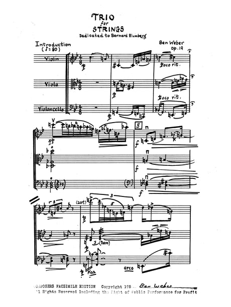 B. Weber: String Trio, Op. 19