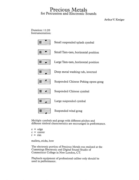 Kreiger: Precious Metals