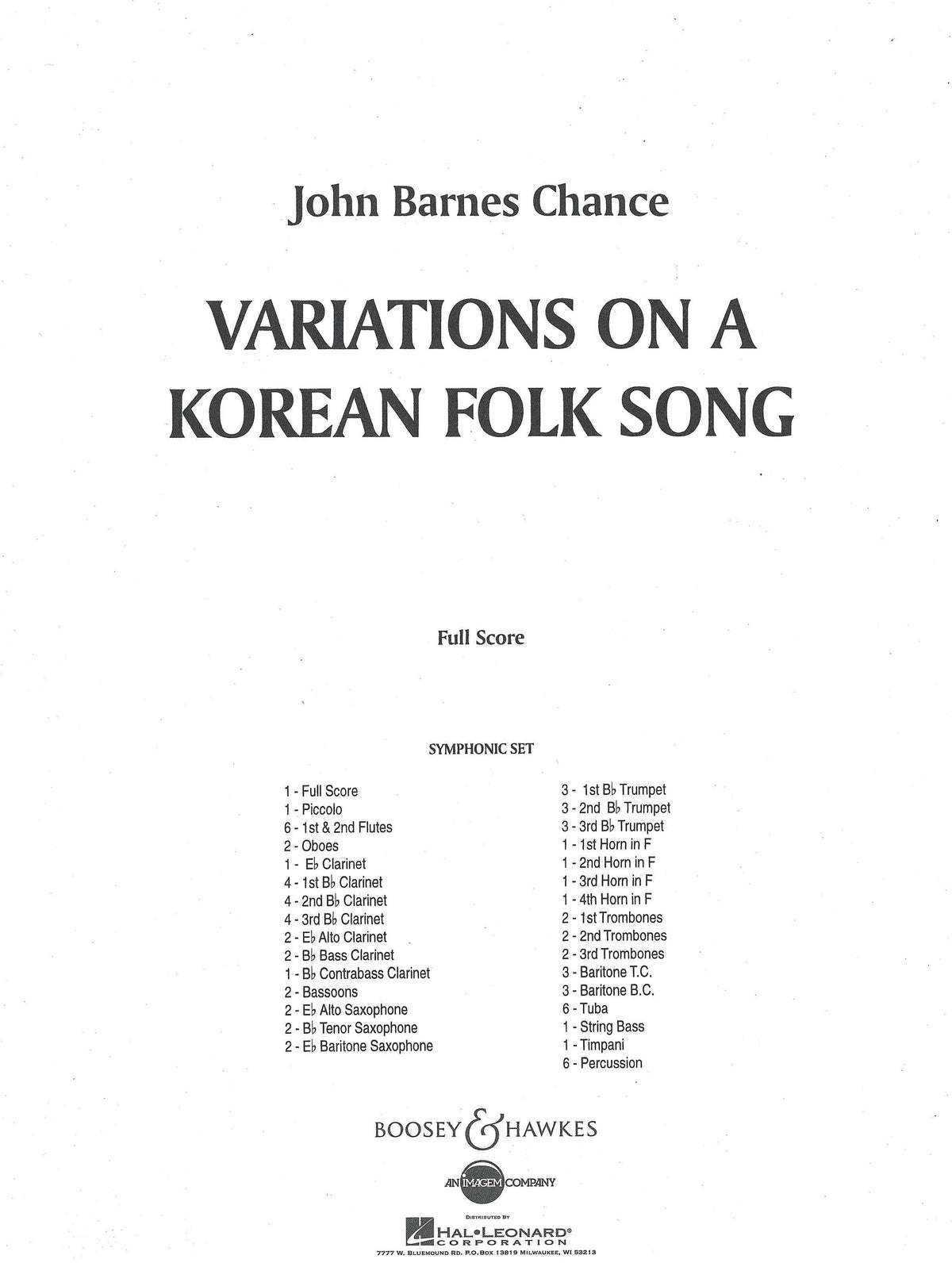 Chance: Variations on a Korean Folk Song