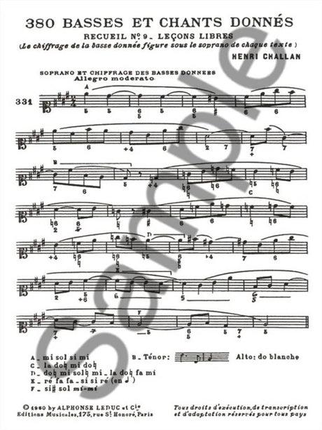 Challan: Basses et Chants Donnés - 9b (Basses sur l'ensemble des notes étrangères)