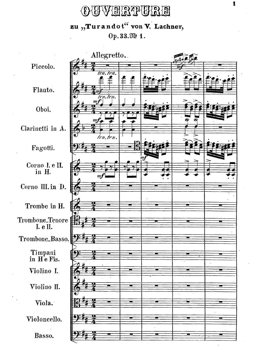 V. Lachner: Overture & March to Schiller's "Turandot", Op. 33,