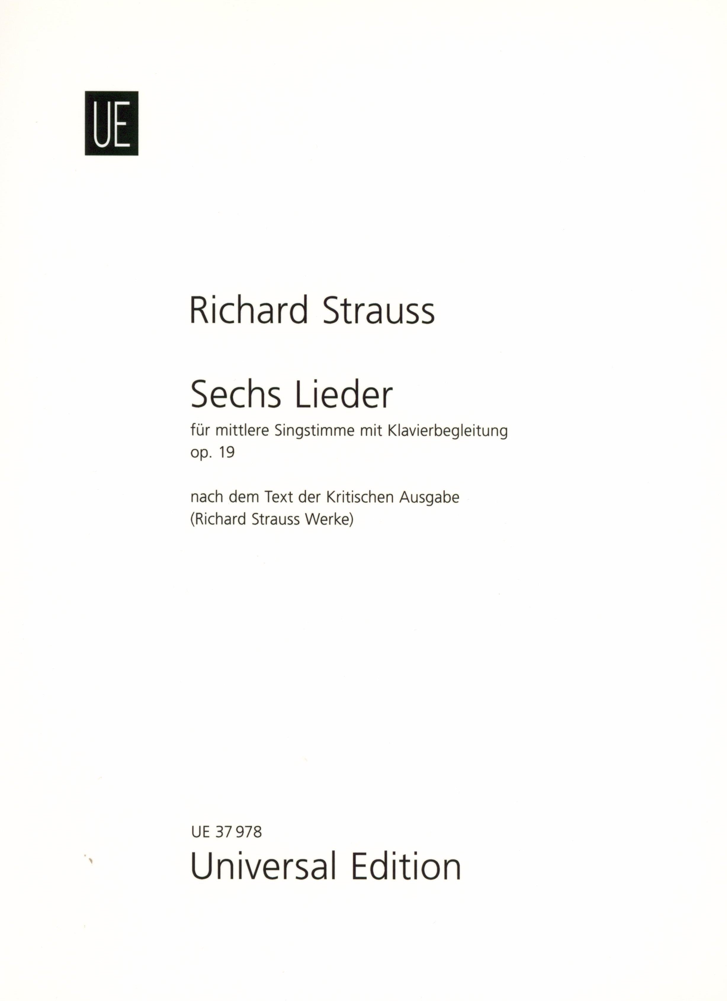 Strauss: 6 Songs, TrV 152, Op. 19 – Ficks Music
