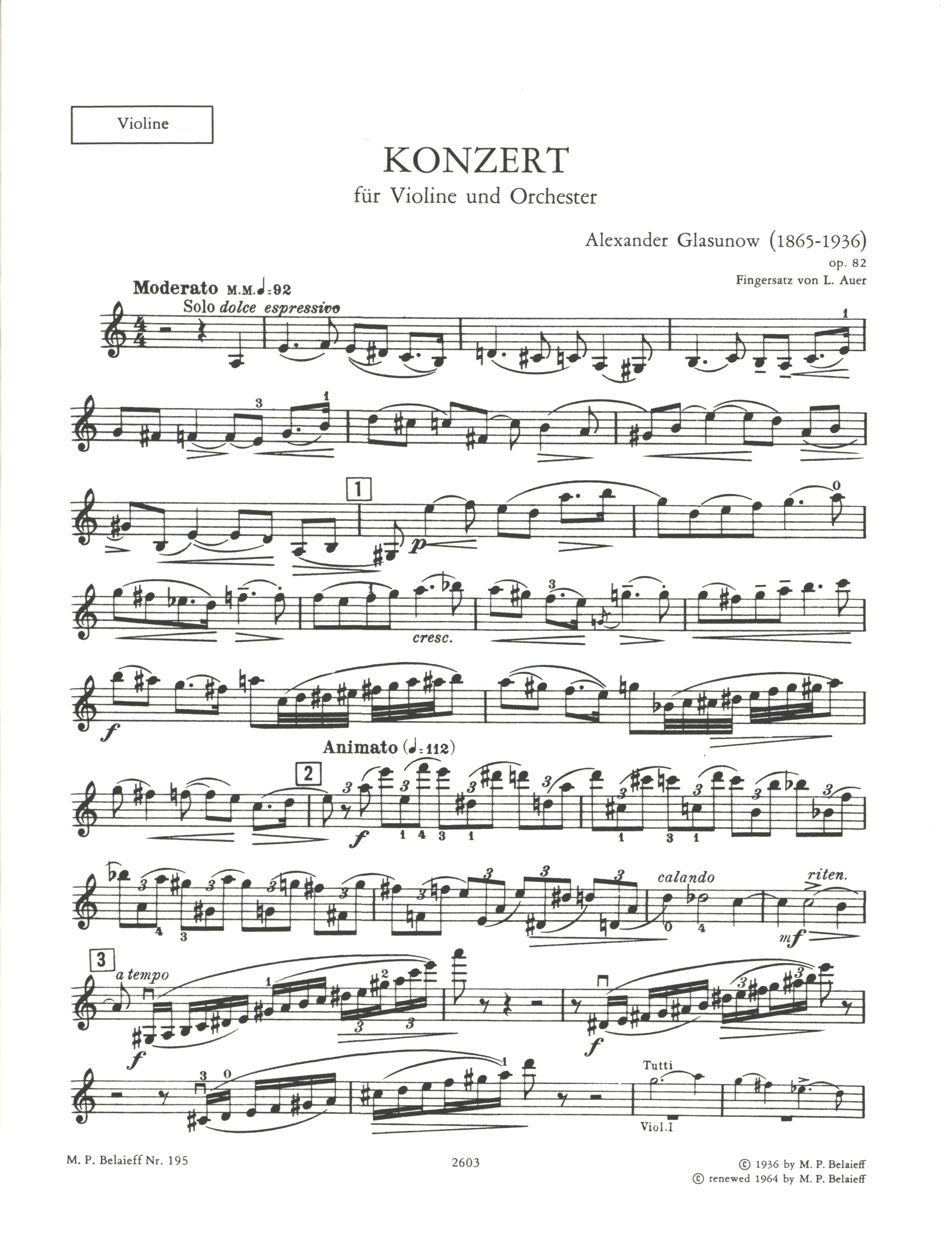 Glazunov: Violin Concerto in A Minor, Op. 82 – Ficks Music