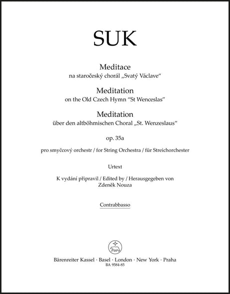 Suk: Meditation on the Czech Hymn "St. Wenceslas", Op. 35a