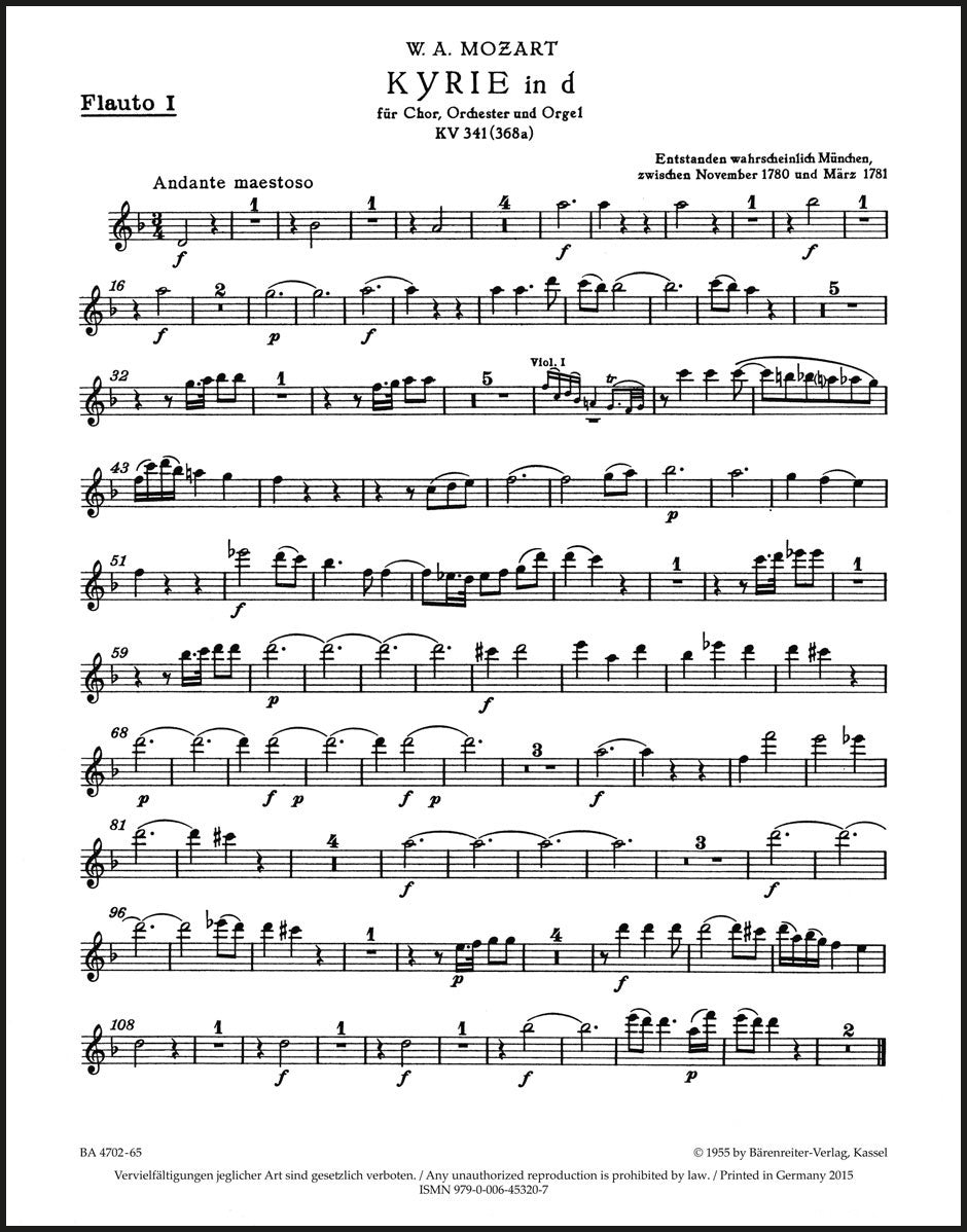 Mozart: Kyrie in D Minor, K. 341 (368a)