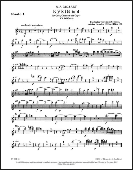 Mozart: Kyrie in D Minor, K. 341 (368a)