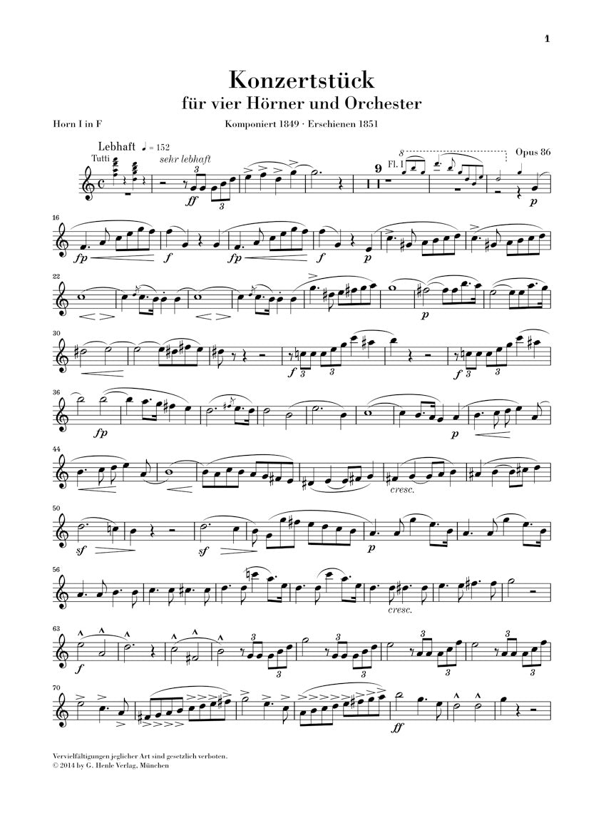 Schumann: Concert Piece for Four Horns and Orchestra, Op. 86