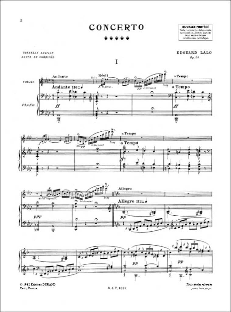 Lalo: Violin Concerto in F Major, Op. 20 – Ficks Music