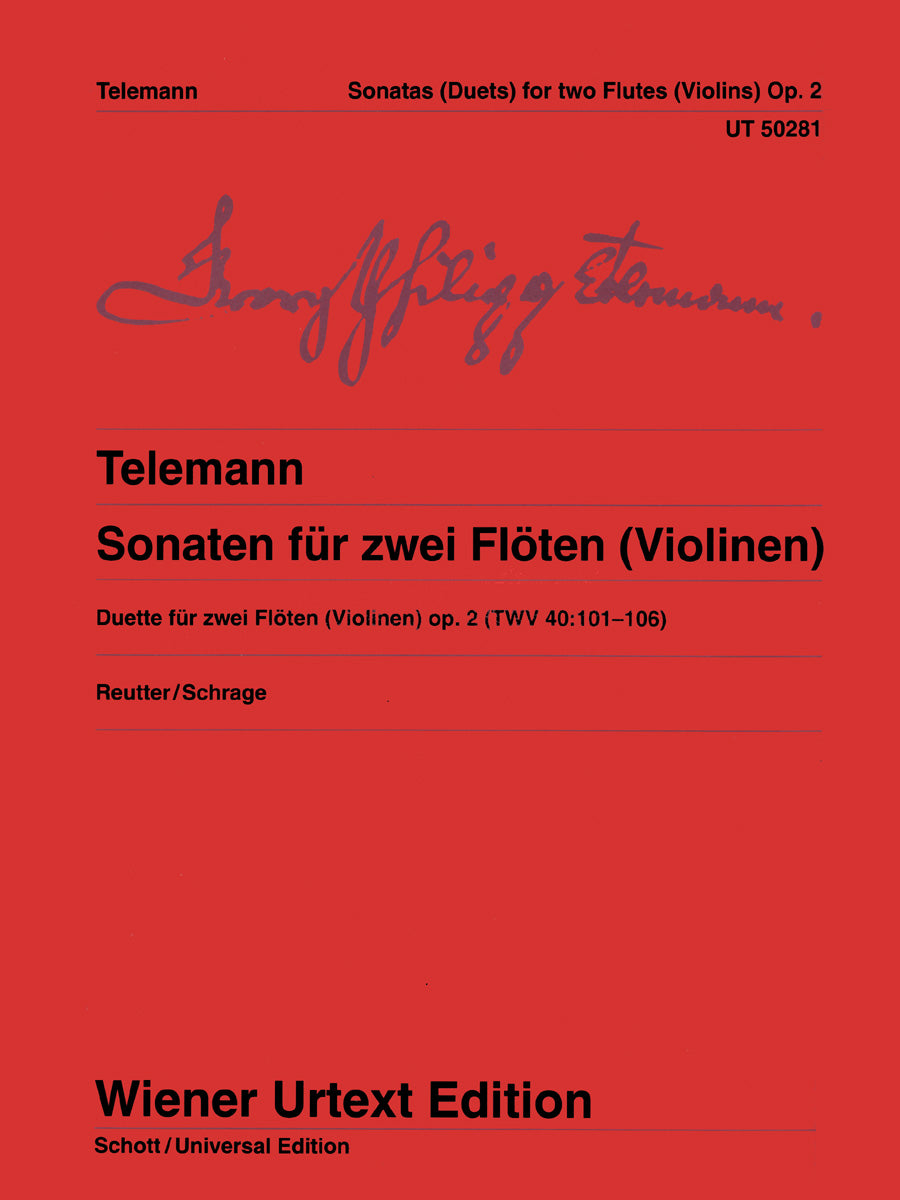 Telemann: 6 Sonatas for 2 Flutes (or Violins), Op. 2 – Ficks Music
