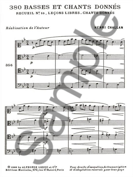 Challan: Basses et Chants Donnés - 10c (Chants sur l'ensemble des notes étrangères)