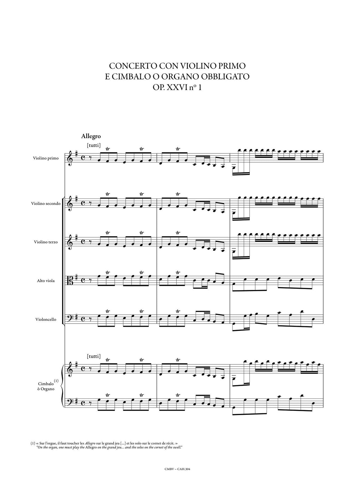 Corrette: Concerto for Violin & Harpsichord, Op. 26, No. 1
