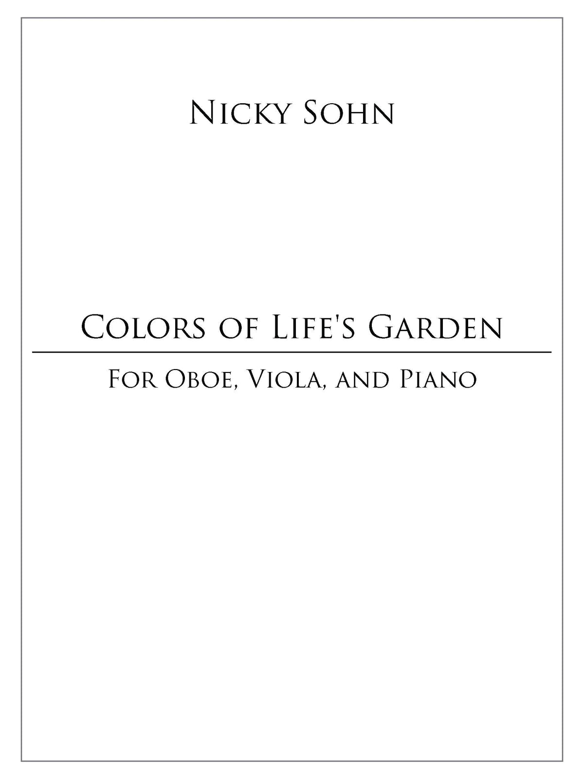 Sohn: Colors of Life's Garden