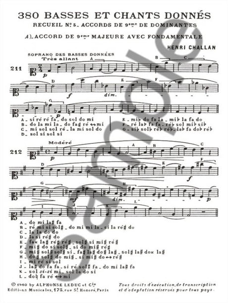 Challan: Basses et Chants Donnés - 5b (Neuviémes de dominantes)