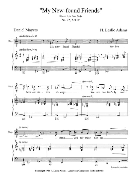 H.L. Adams: My New-Found Friends (Blake's Aria)