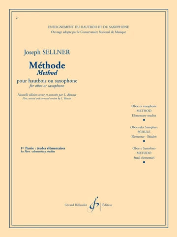 Sellner: Method for Oboe or Saxophone - Volume 1 (Elementary Etudes)