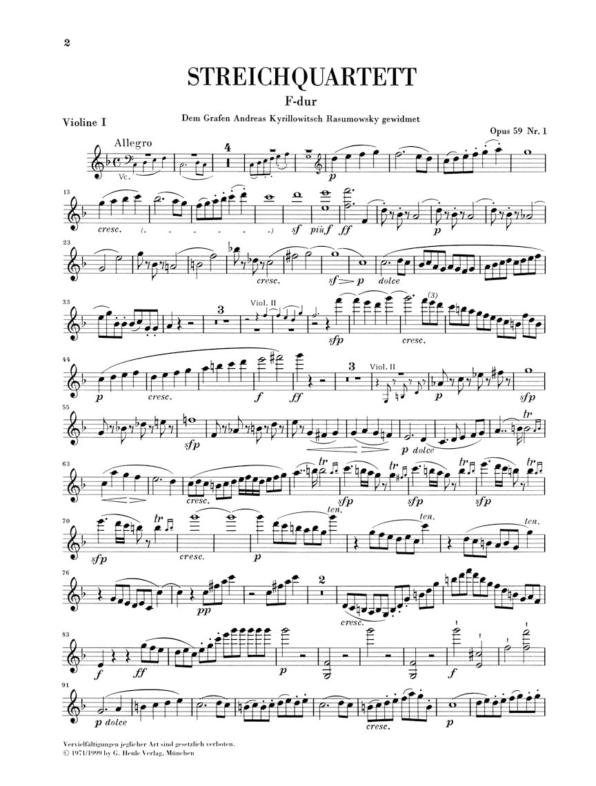 Beethoven: String Quartets II, Opp. 59, 74, 95 – Ficks Music