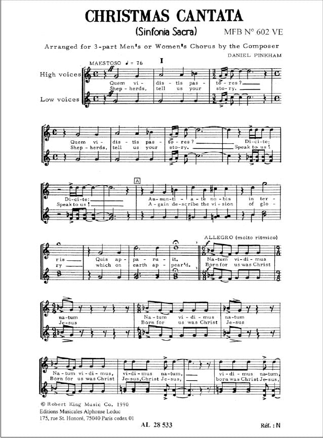 Pinkham: Christmas Cantata (arr. for 3-part choir)