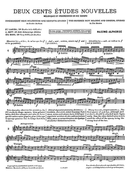 Maxime-Alphonse: 200 New Etudes - Volume 5 (20 Very Difficult Studies)