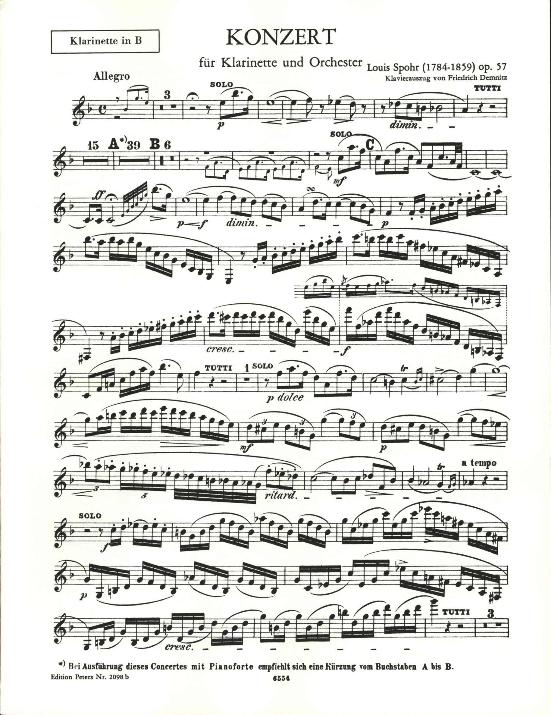 Spohr: Clarinet Concerto No. 2 in E-flat Major, Op. 57 – Ficks Music