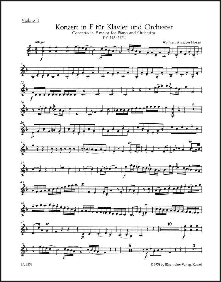 Mozart: Piano Concerto No. 11 in F Major, K. 413 (387a) – Ficks Music